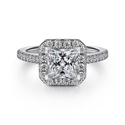 Gabriel & Co. ER7266W44JJ 14K White Gold Princess Halo Diamond Engagement Ring