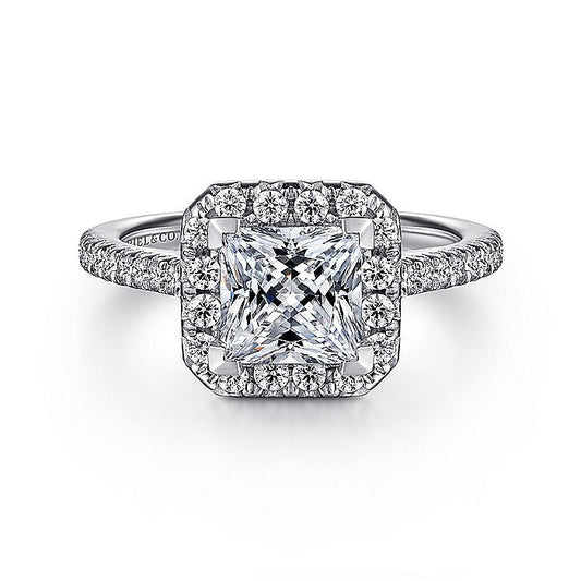 Gabriel & Co. ER7266W44JJ 14K White Gold Princess Halo Diamond Engagement Ring