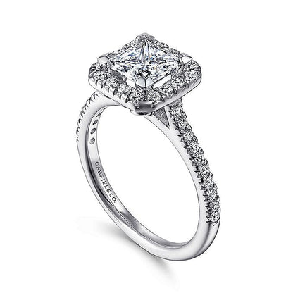 Gabriel & Co. ER7266W44JJ 14K White Gold Princess Halo Diamond Engagement Ring