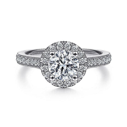 Gabriel & Co. ER7278PT4JJ Vintage Inspired Platinum Round Halo Diamond Engagement Ring
