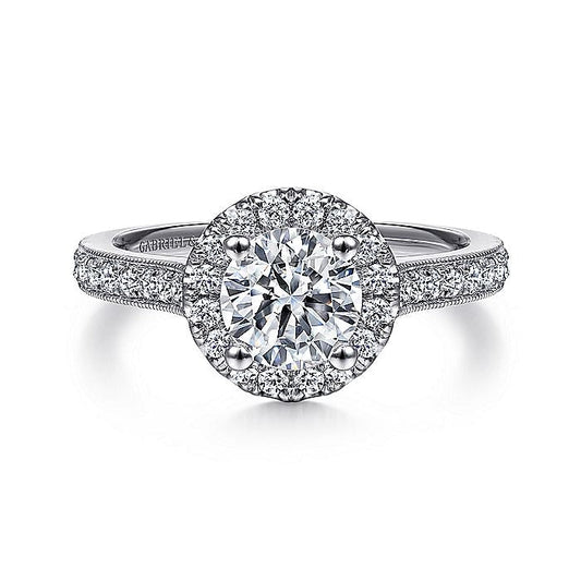 Gabriel & Co. ER7278PT4JJ Vintage Inspired Platinum Round Halo Diamond Engagement Ring