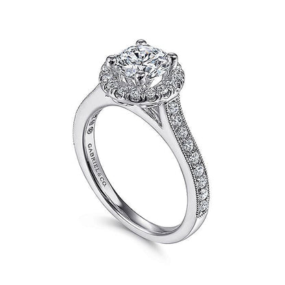 Gabriel & Co. ER7278PT4JJ Vintage Inspired Platinum Round Halo Diamond Engagement Ring