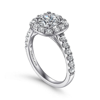 Gabriel & Co. ER7480W44JJ 14K White Gold Cushion Halo Round Diamond Engagement Ring