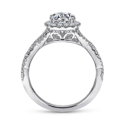 Gabriel & Co. ER7543W44JJ 14K White Gold Round Halo Diamond Engagement Ring