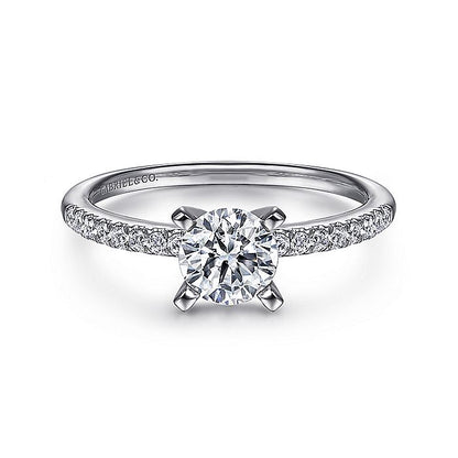Gabriel & Co. ER7973W44JJ 14K White Gold Round Diamond Engagement Ring