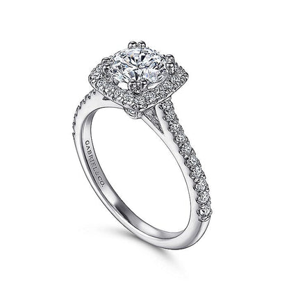 Gabriel & Co. ER8152W44JJ 14K White Gold Cushion Halo Round Diamond Engagement Ring