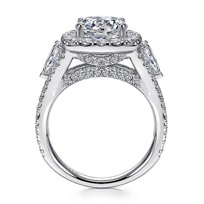 Gabriel & Co. ER8328W44JJ 14K White Gold Round 3 Stone Halo Diamond Engagement Ring