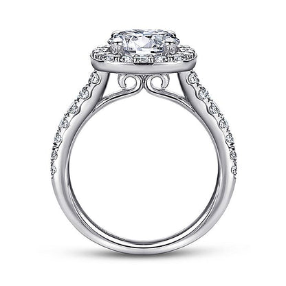 Gabriel & Co. ER9321W44JJ 14K White Gold Cushion Halo Round Diamond Engagement Ring