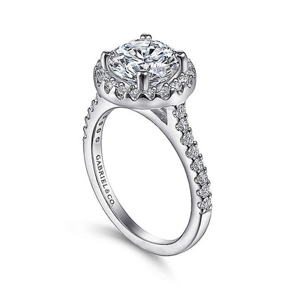 Gabriel & Co. ER9349W44JJ 14K White Gold Round Halo Diamond Engagement Ring
