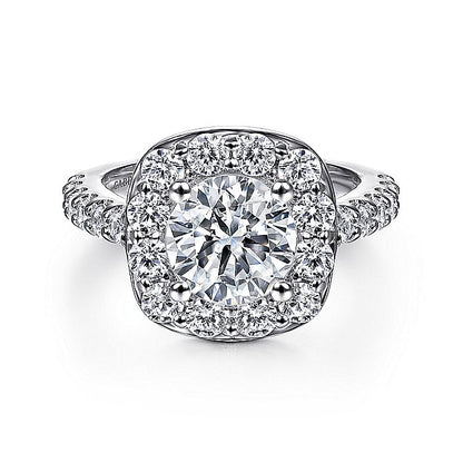 Gabriel & Co. ER9376W44JJ 14K White Gold Round Halo Diamond Engagement Ring