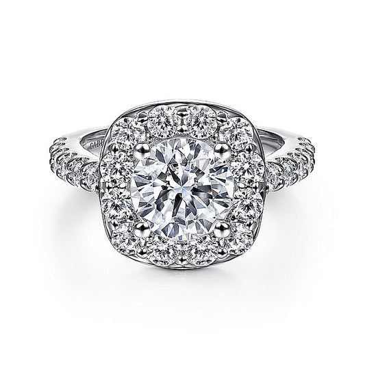 Gabriel & Co. ER9376W44JJ 14K White Gold Round Halo Diamond Engagement Ring