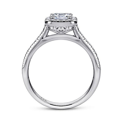 Gabriel & Co. ER9382W44JJ 14K White Gold Princess Halo Diamond Engagement Ring