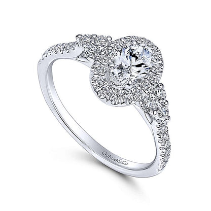 Gabriel & Co. ER98995W44JJ.CSD4 14K White Gold Oval Halo Complete Diamond Engagement Ring