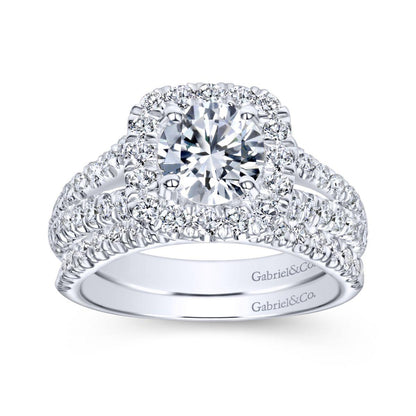 Gabriel & Co. 14k White Gold Contemporary Halo Engagement Ring