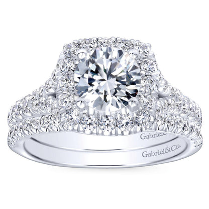 Gabriel & Co. 14k White Gold Contemporary Halo Engagement Ring