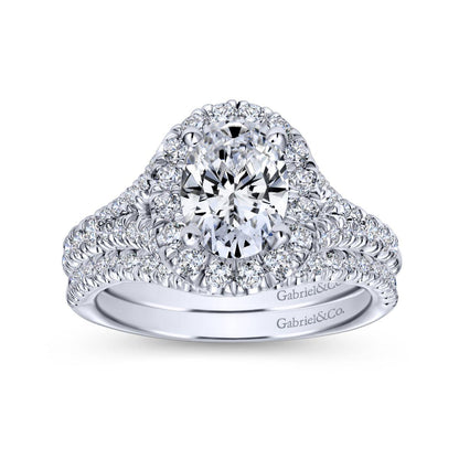 Gabriel & Co. 14k White Gold Contemporary Halo Engagement Ring