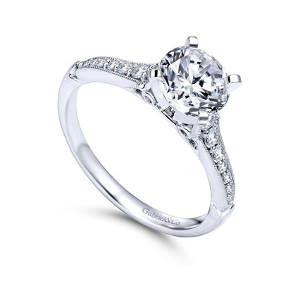 Gabriel & Co. 14k White Gold Contemporary Straight Engagement Ring