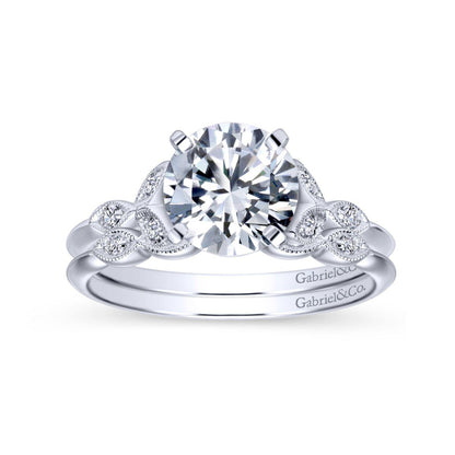 Gabriel & Co. 14k White Gold Victorian Straight Engagement Ring