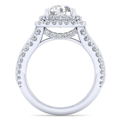Gabriel & Co. 14k White Gold Contemporary Double Halo Engagement Ring
