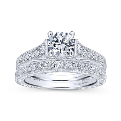 Gabriel & Co. 14k White Gold Victorian Straight Engagement Ring