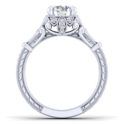 Gabriel & Co. 14k White Gold Victorian Halo Engagement Ring