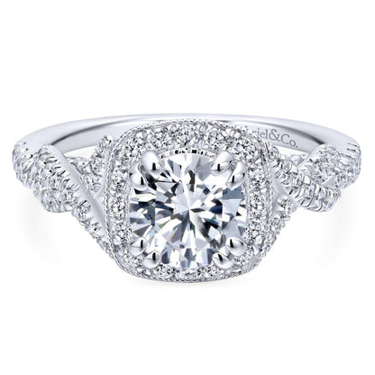 Gabriel & Co. 14k White Gold Entwined Halo Engagement Ring