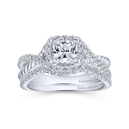 Gabriel & Co. 14k White Gold Hampton Halo Engagement Ring