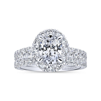 Gabriel & Co. 14k White Gold Contemporary Halo Engagement Ring