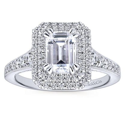 Gabriel & Co. 14k White Gold Entwined Double Halo Engagement Ring