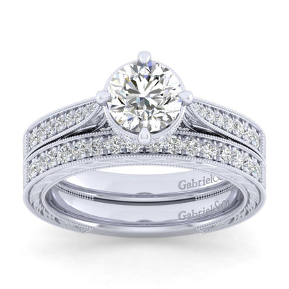 Gabriel & Co. 14k White Gold Crown Straight Engagement Ring