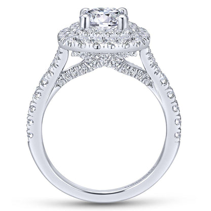 Gabriel & Co. 14k White Gold Entwined Double Halo Engagement Ring