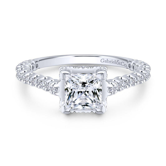 Gabriel & Co. 14k White Gold Crown Straight Engagement Ring