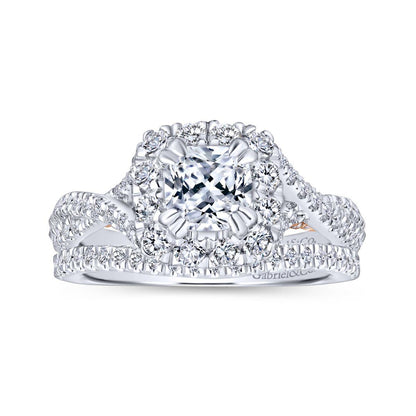 Gabriel & Co. 14k Two Tone Gold Blush Halo Engagement Ring