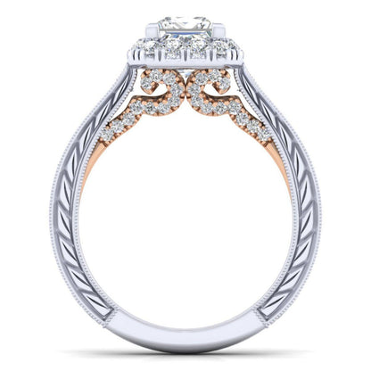 Gabriel & Co. 14k Two Tone Gold Blush Halo Engagement Ring