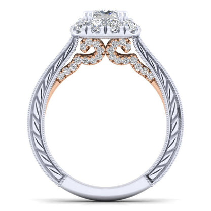 Gabriel & Co. 14k Two Tone Gold Blush Halo Engagement Ring