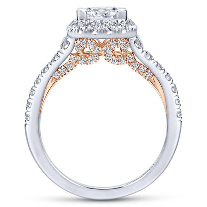 Gabriel & Co. 14k Two Tone Gold Blush Halo Engagement Ring