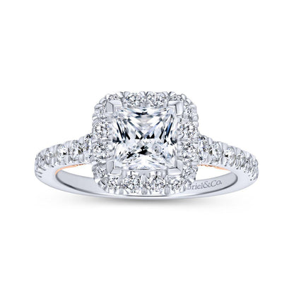 Gabriel & Co. 14k Two Tone Gold Blush Halo Engagement Ring