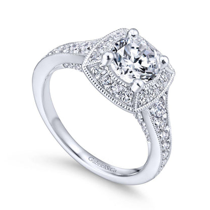Gabriel & Co. 14k White Gold Entwined Halo Engagement Ring