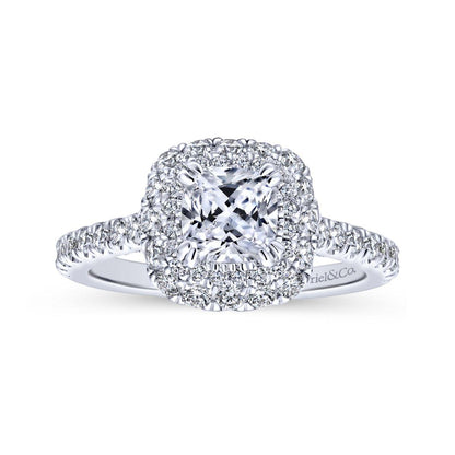 Gabriel & Co. 14k White Gold Entwined Double Halo Engagement Ring