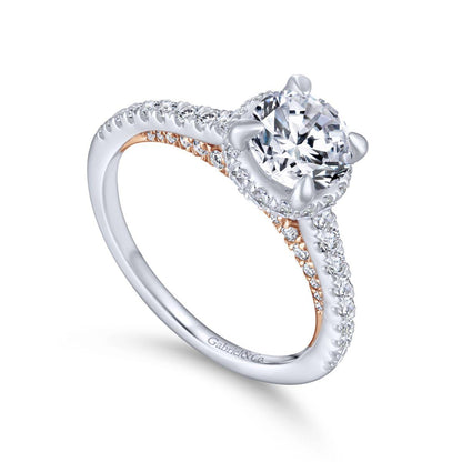 Gabriel & Co. 14k Two Tone Gold Crown Straight Engagement Ring