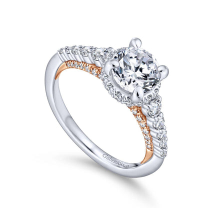 Gabriel & Co. 14k Two Tone Gold Crown Straight Engagement Ring