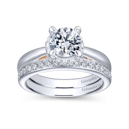 Gabriel & Co. 14k Two Tone Gold Crown Straight Engagement Ring