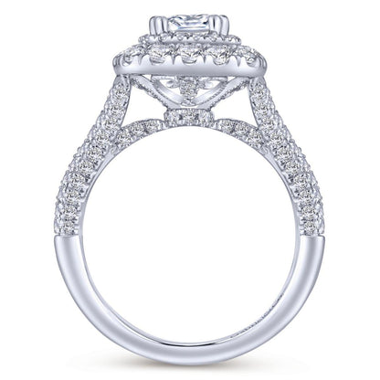 Gabriel & Co. 14k White Gold Rosette Double Halo Engagement Ring