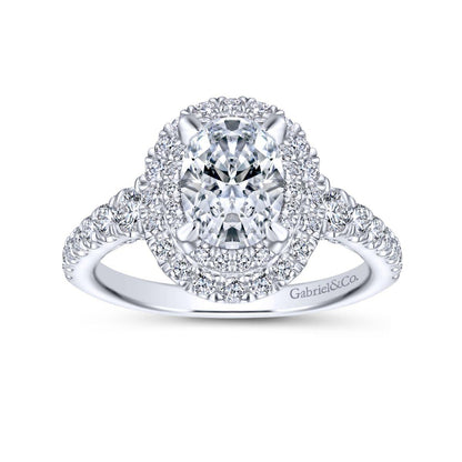 Gabriel & Co. 14k White Gold Rosette Double Halo Engagement Ring