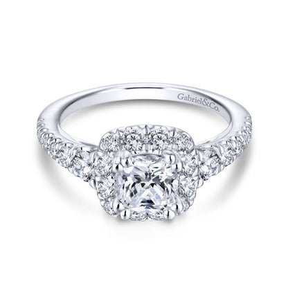 Gabriel & Co. 14k White Gold Contemporary Halo Engagement Ring