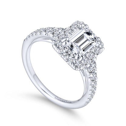 Gabriel & Co. 14k White Gold Contemporary Halo Engagement Ring