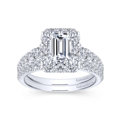 Gabriel & Co. 14k White Gold Contemporary Halo Engagement Ring