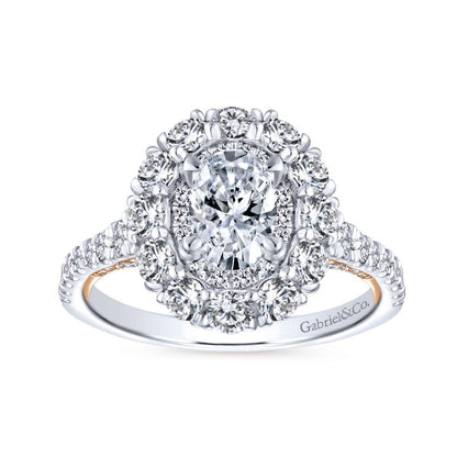 Gabriel & Co. 14k Two Tone Gold Embrace Double Halo Engagement Ring