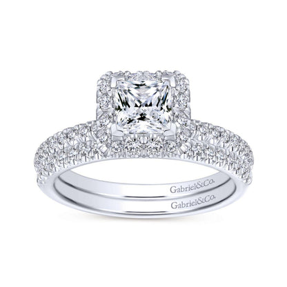 Gabriel & Co. 14k White Gold Contemporary Halo Engagement Ring