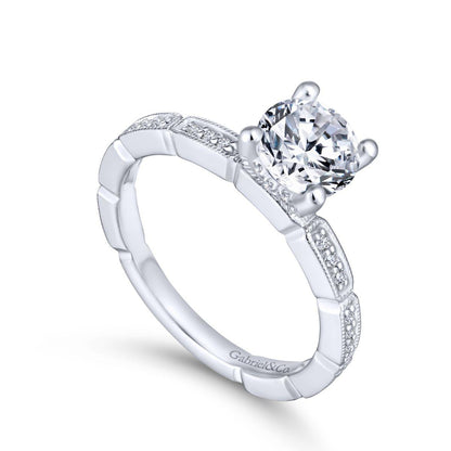 Gabriel & Co. 14k White Gold Victorian Straight Engagement Ring